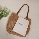 Sac à bandoulière décontracté en fil de coton ajouré et découpé, sac à main en paille tissée, sac de plage pour vacances en bord de mer